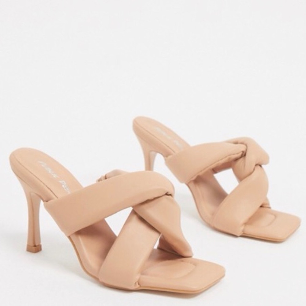 Public Desire Peachy mules in blush padded - 9